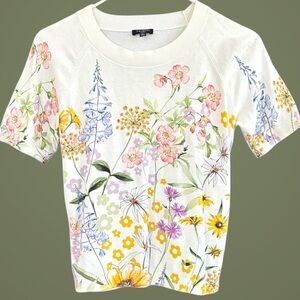Like New Talbots Floral Short Sleeve Sweater Small Petite